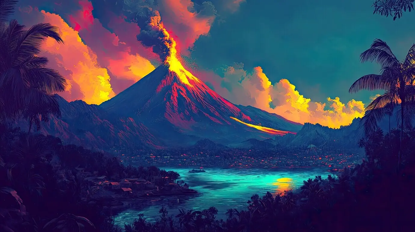Illustration eines Vulkans als digitale Kunst